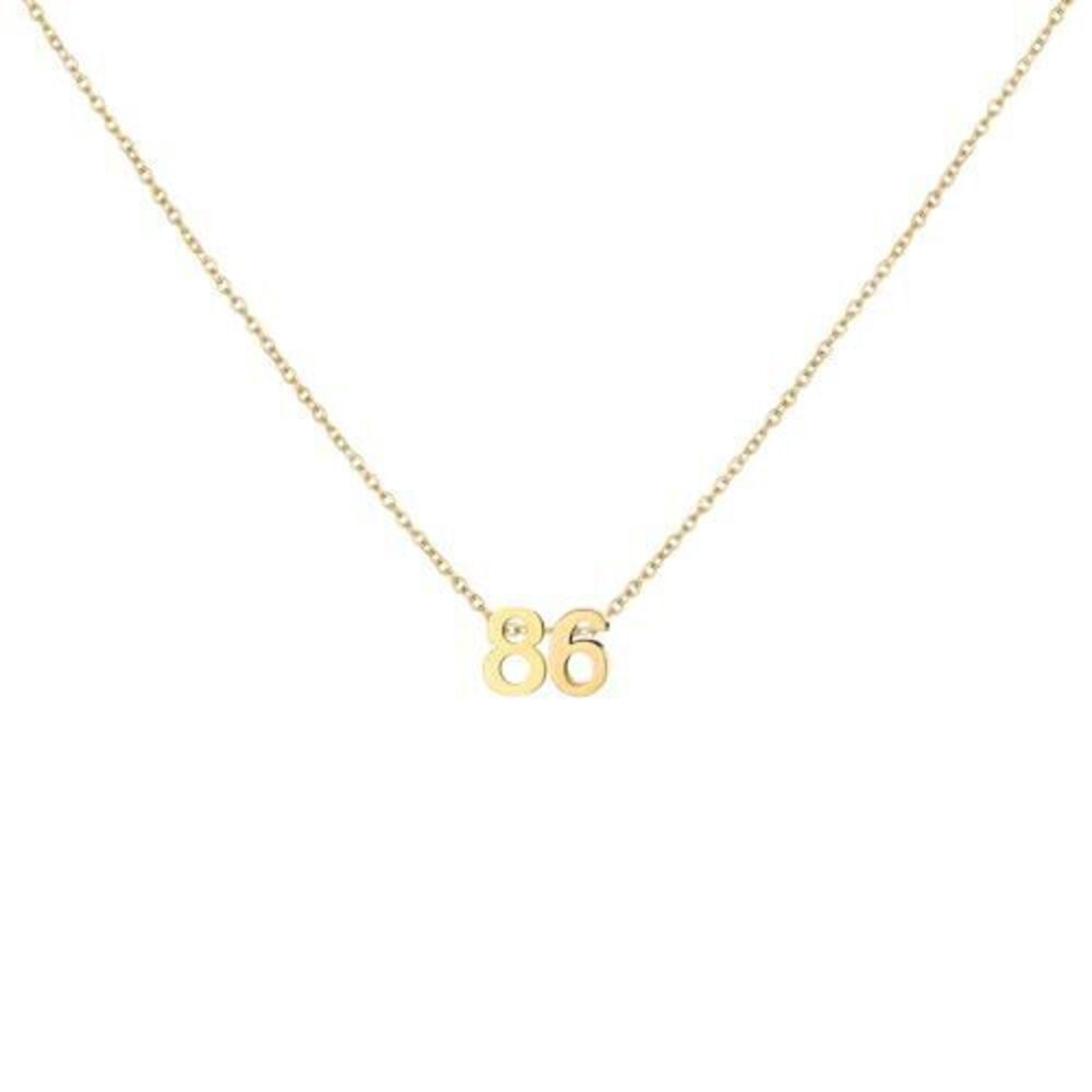 7257 18K Gold Plated Number 86 Necklace Dainty Pendant Chain Necklace